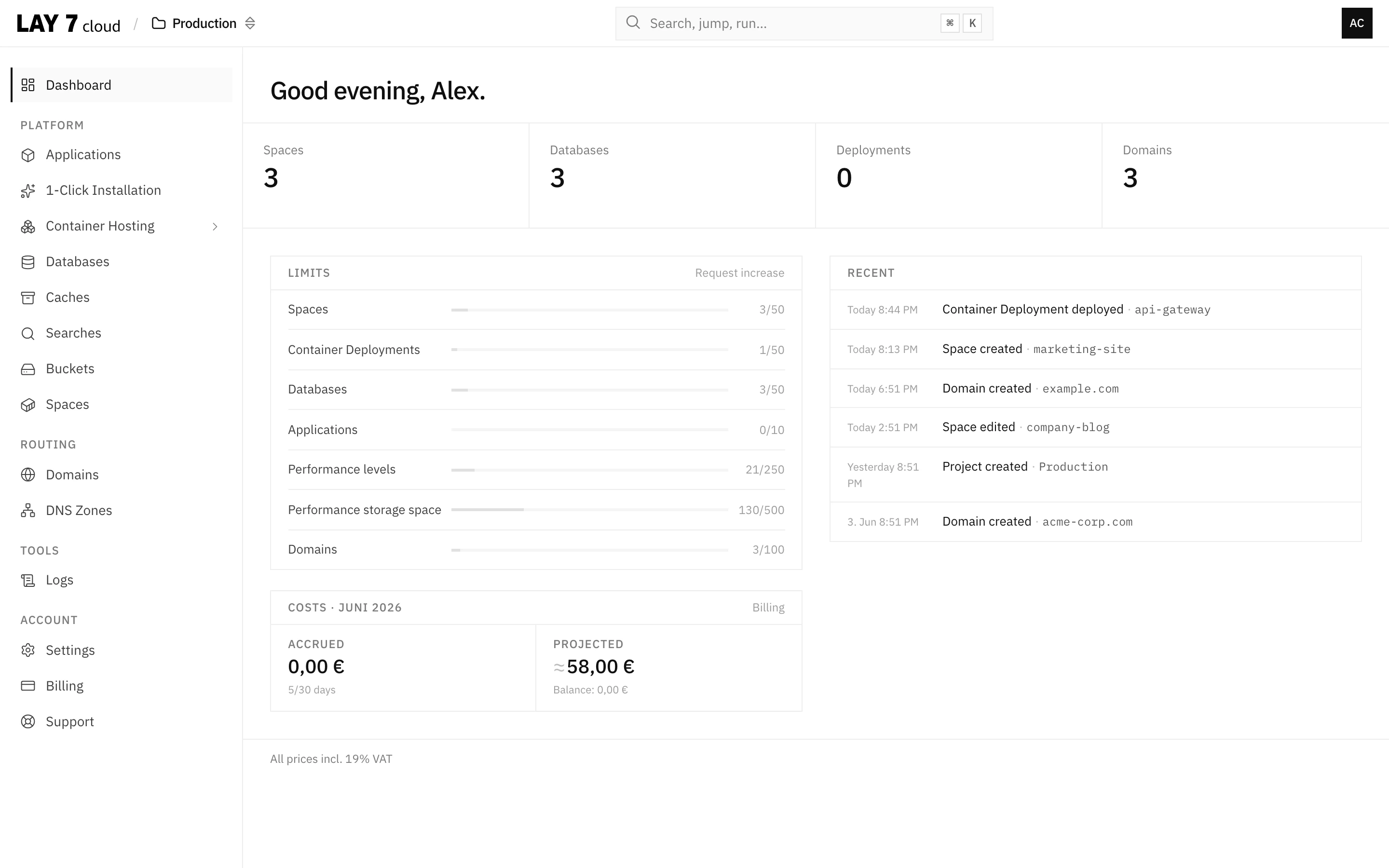 LAY7 cloud Dashboard